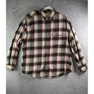 Eddie Bauer Shirt Mens Large Flannel Button Long Sleeve Plaid Vintage Style